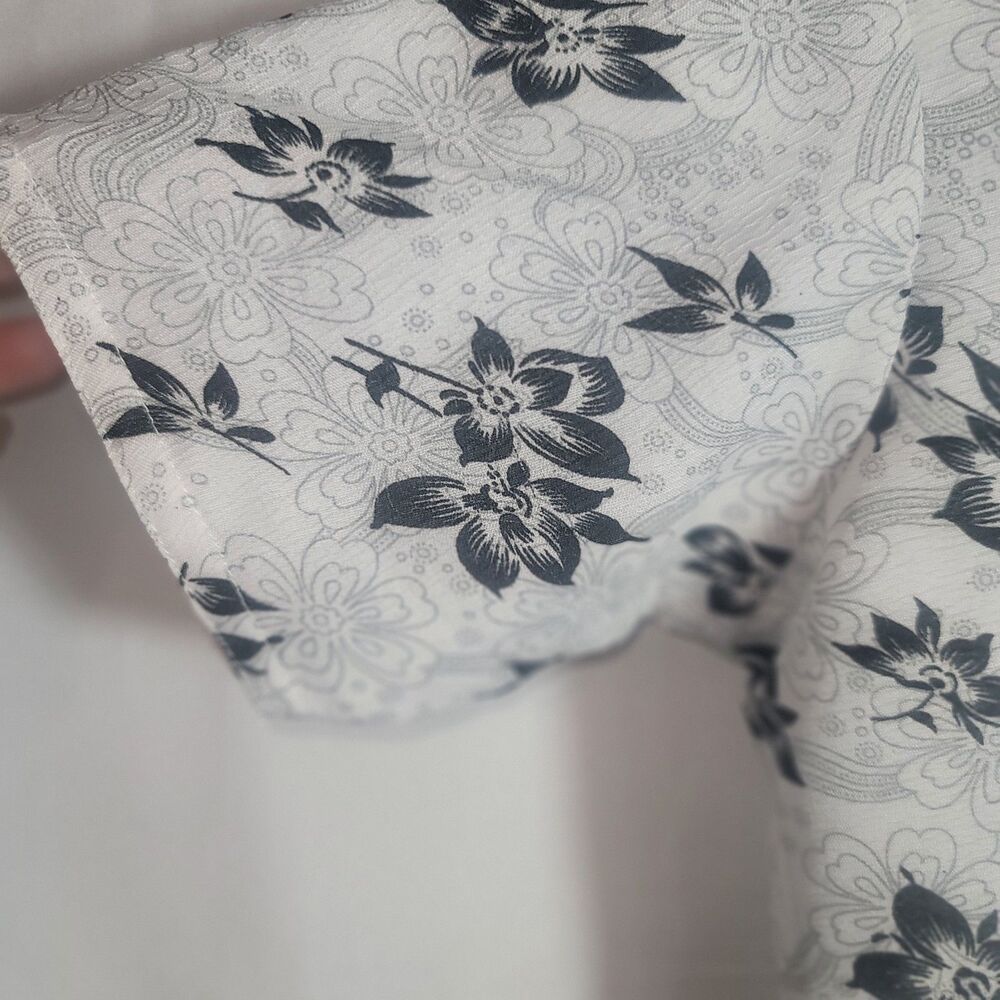 Handmade Artisinal Bohemian Floral Tunic Top Or Dress Short Sleeve White Black M - Picture 3 of 9